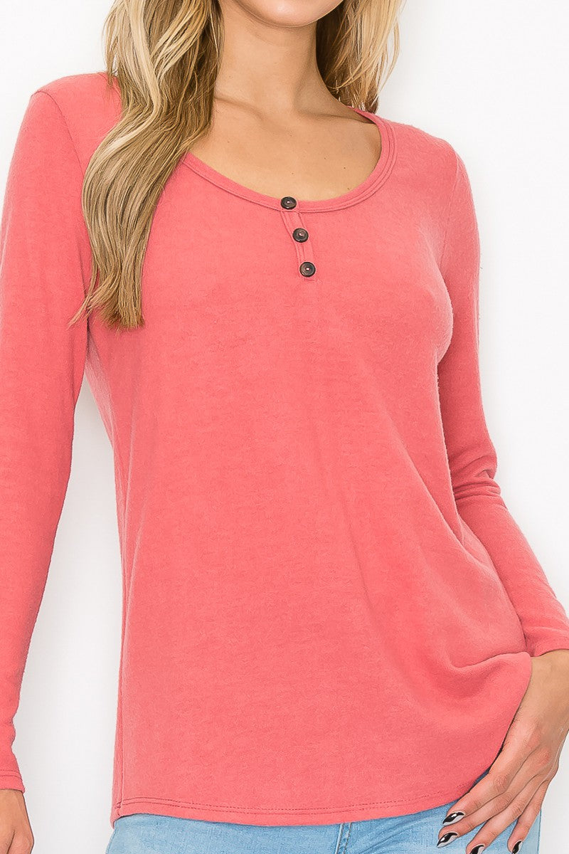 Button Scoop Neck Top by A.Gain