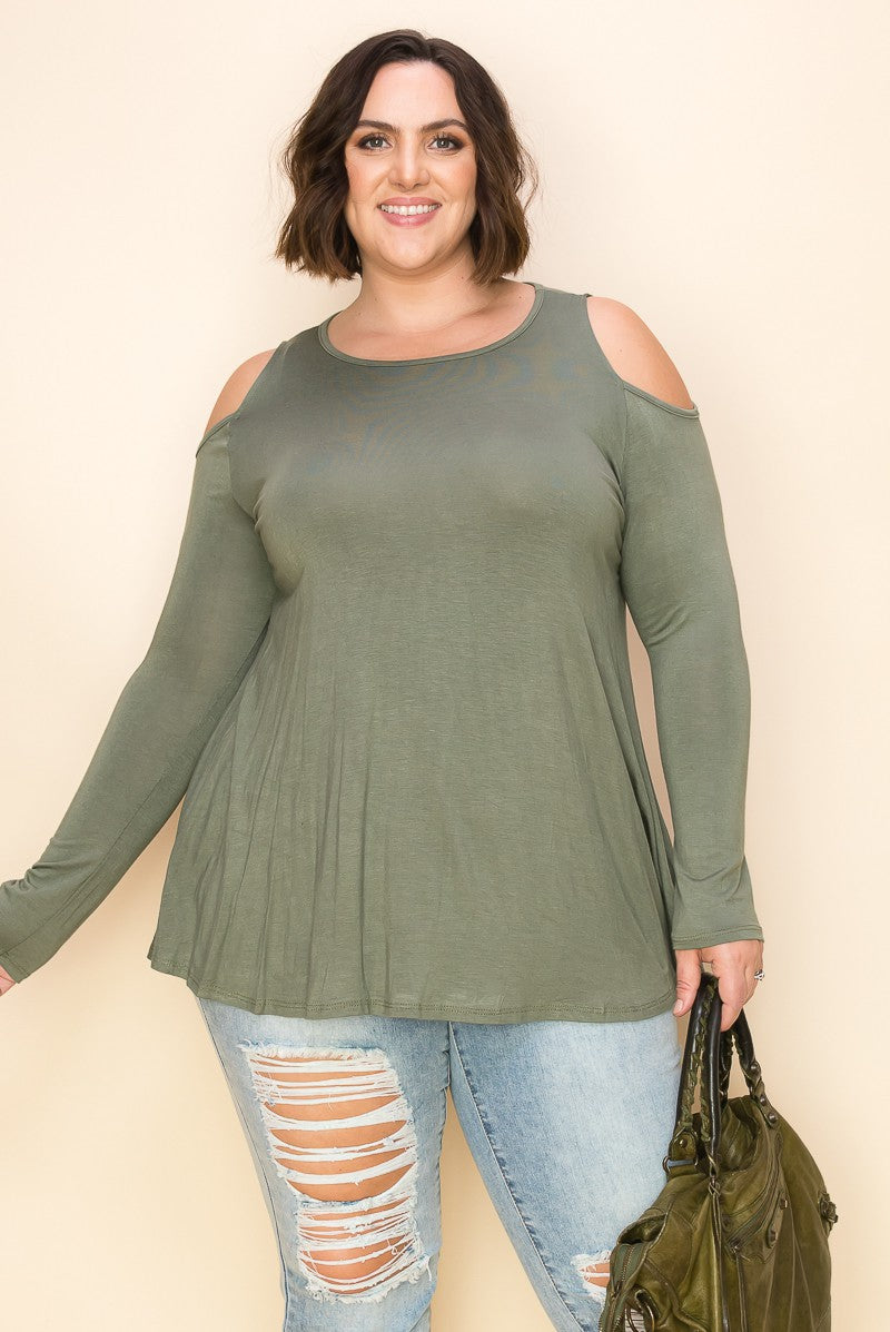 Cold Shoulder Warm Vibes Top - a.gain Brand