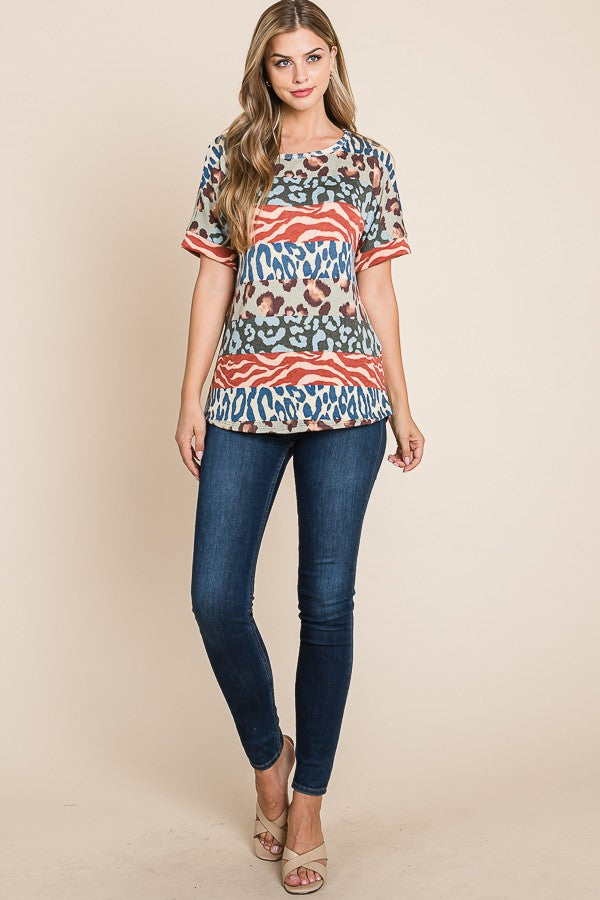 Animal Print Short Sleeve T-shirt by Bombom