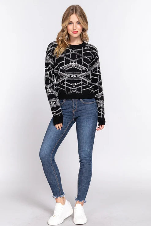 Aztec Pattern Jacquard Sweater by Active Basic