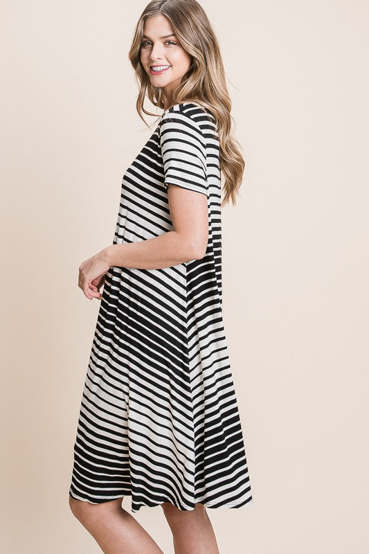 Casual Stripe Dress by Bombom