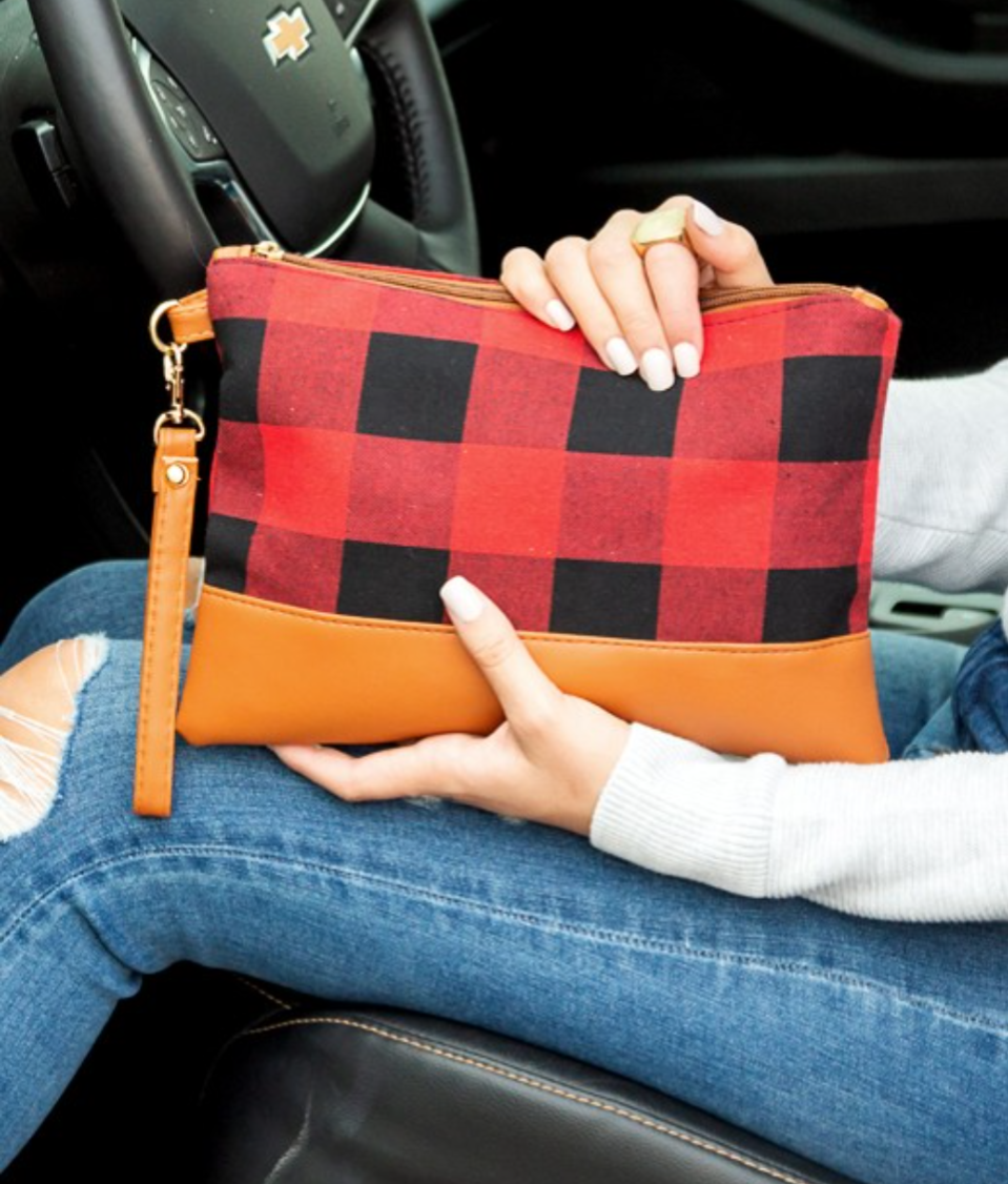 Oversized Checked Clutch