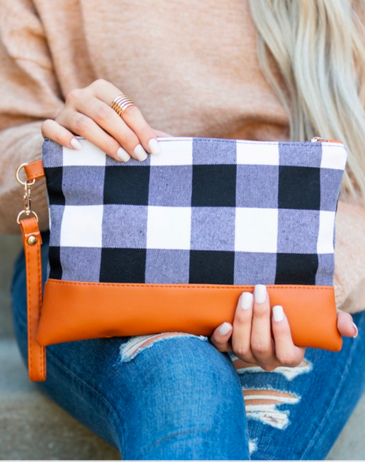 Oversized Checked Clutch