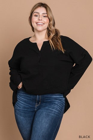 Go-To Split Neck Top by Cotton Bleu