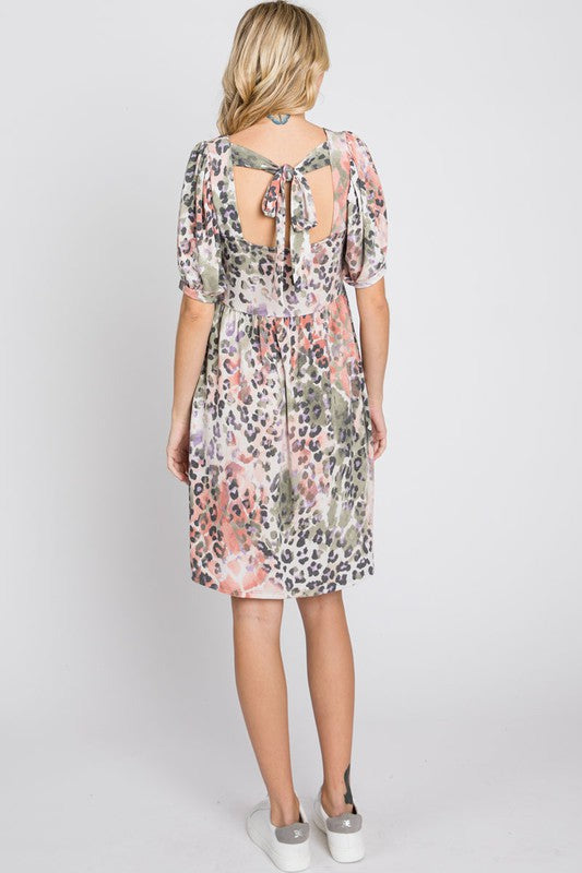 Animal Print Babydoll Dress by Lovelo