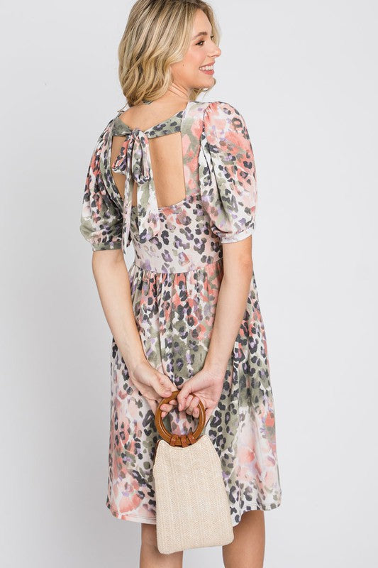 Animal Print Babydoll Dress by Lovelo