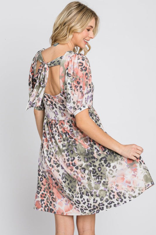 Animal Print Babydoll Dress by Lovelo