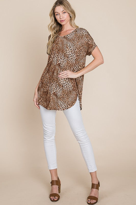 Leopard Print Tunic Top by Bombom