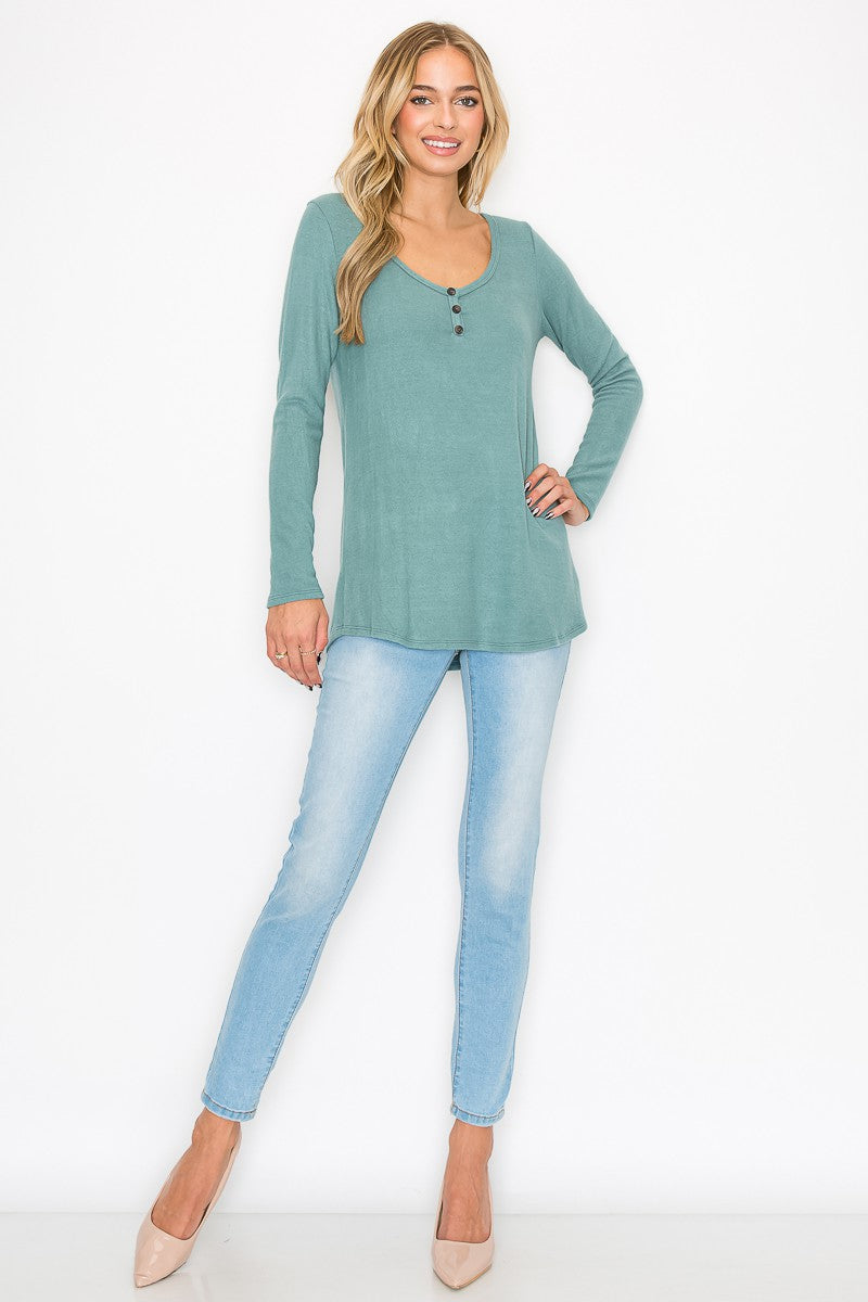 Button Scoop Neck Top by A.Gain