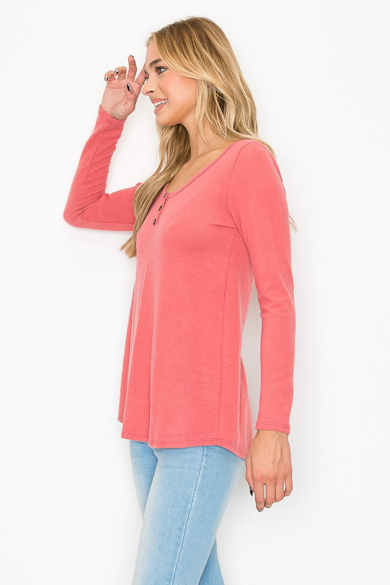 Button Scoop Neck Top by A.Gain