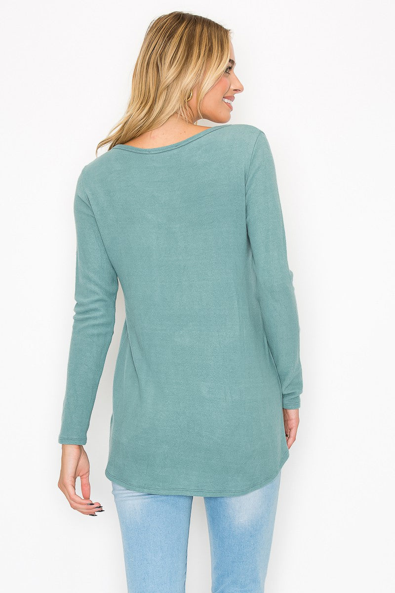 Button Scoop Neck Top by A.Gain