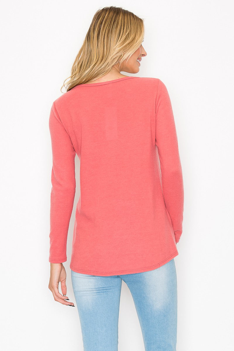 Button Scoop Neck Top by A.Gain