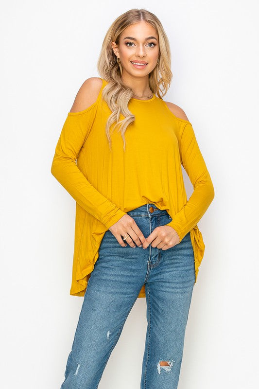 Cold Shoulder Warm Vibes Top - a.gain Brand