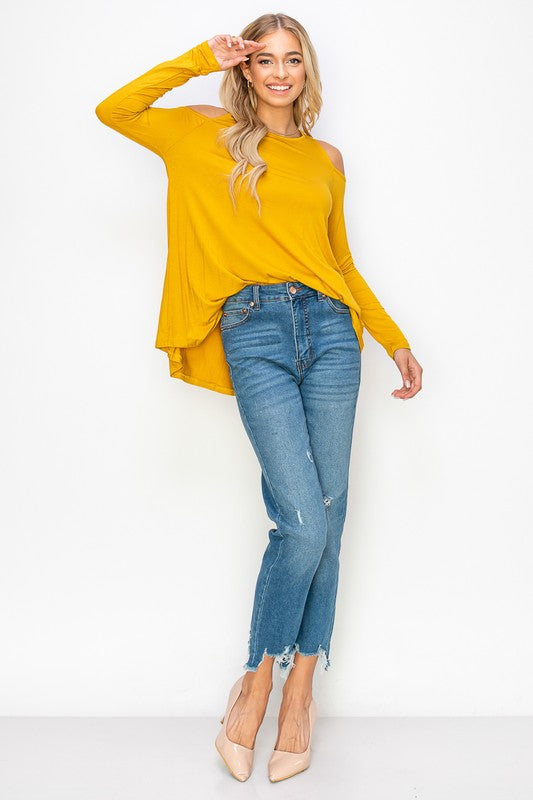 Cold Shoulder Warm Vibes Top - a.gain Brand