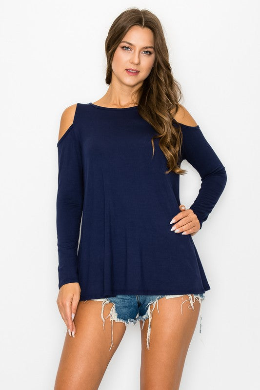 Cold Shoulder Warm Vibes Top - a.gain Brand