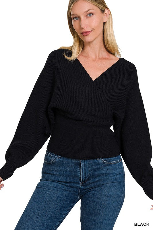 Cross Wrap Sweater by Zenana