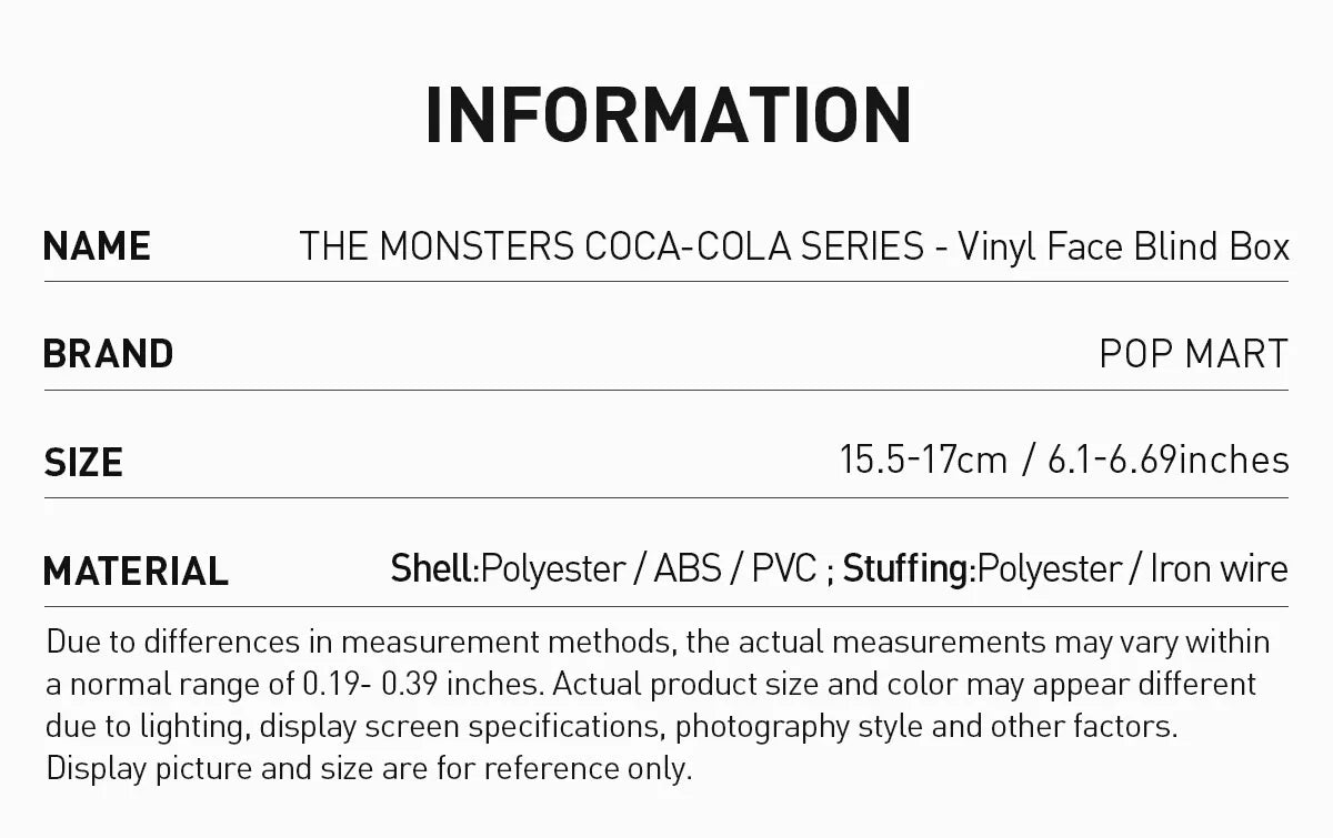 THE MONSTERS - COCA-COLA SERIES - Vinyl Face Blind Box