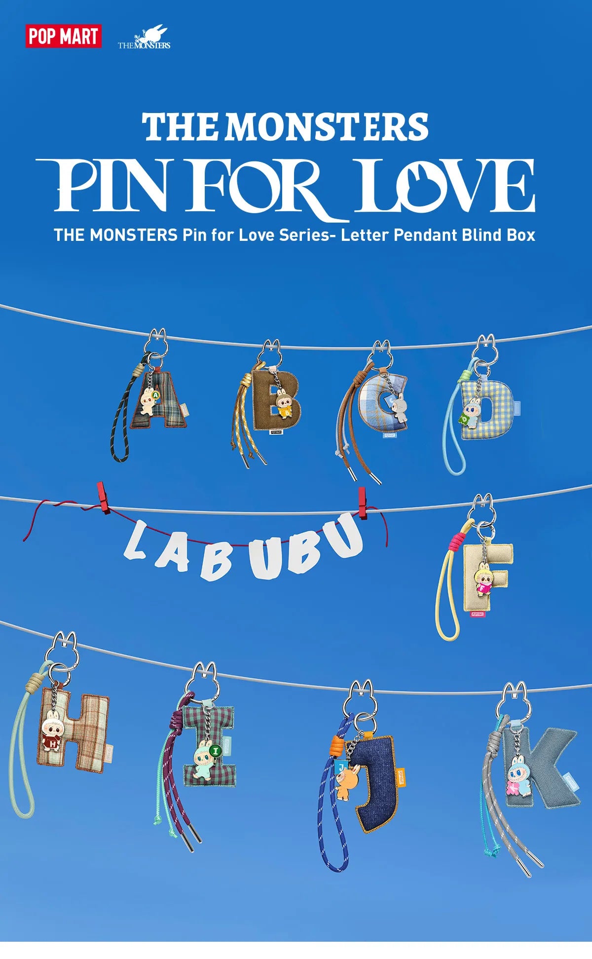 THE MONSTERS - Labubu Pin For Love Letter Pendant Series