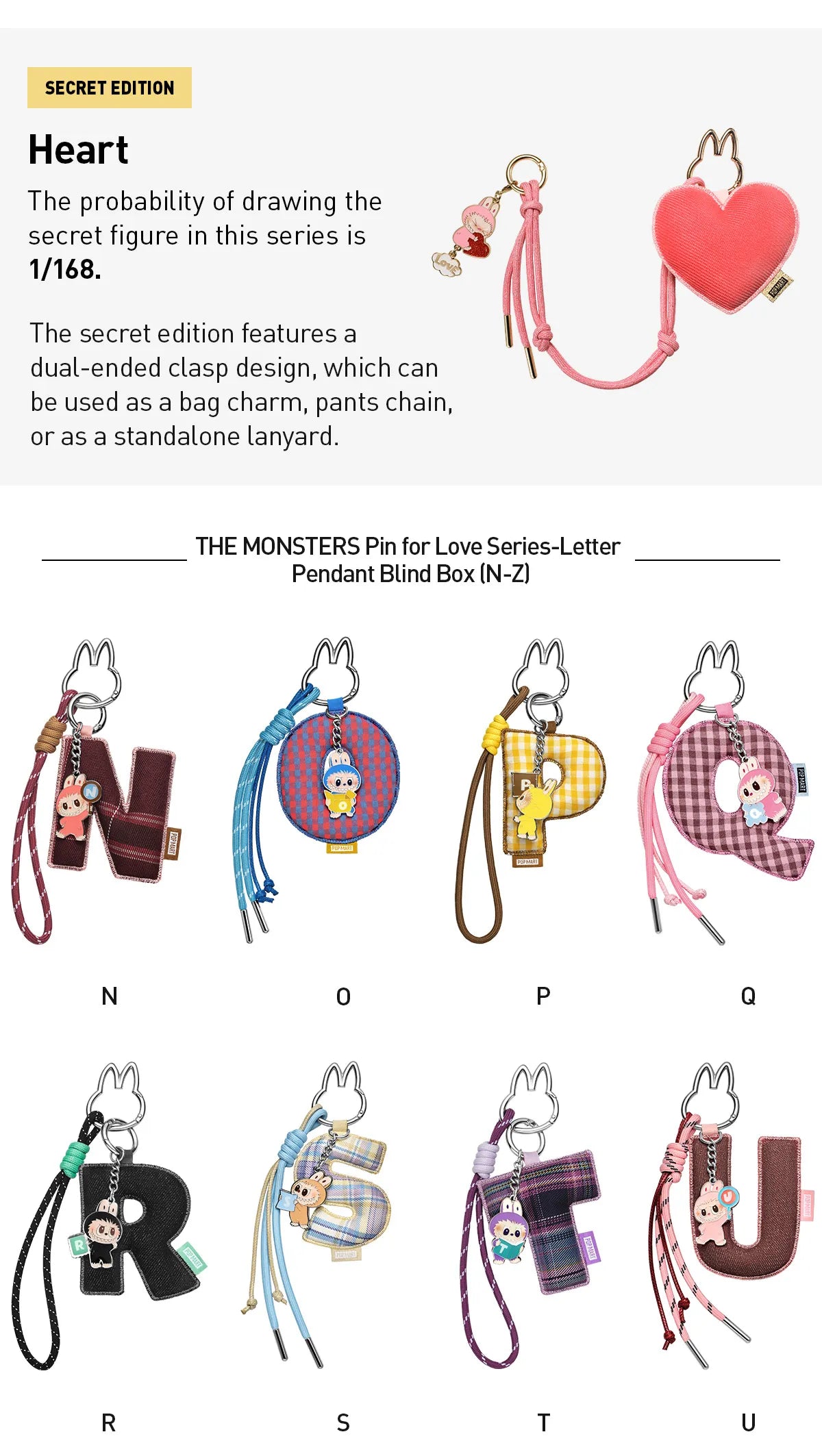 THE MONSTERS - Labubu Pin For Love Letter Pendant Series