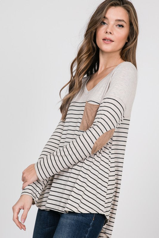 Stripe Panel Pocket Top by Simi Bloom