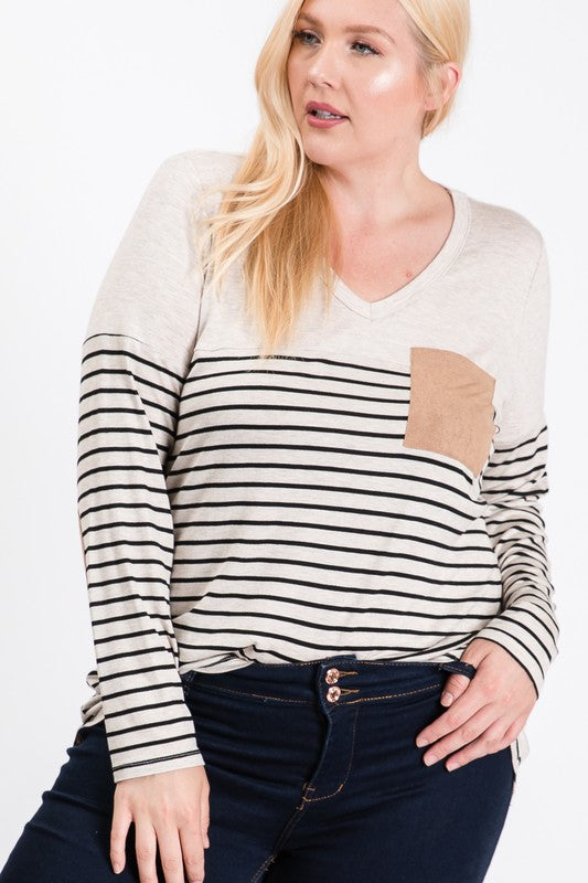 Stripe Panel Pocket Top by Simi Bloom
