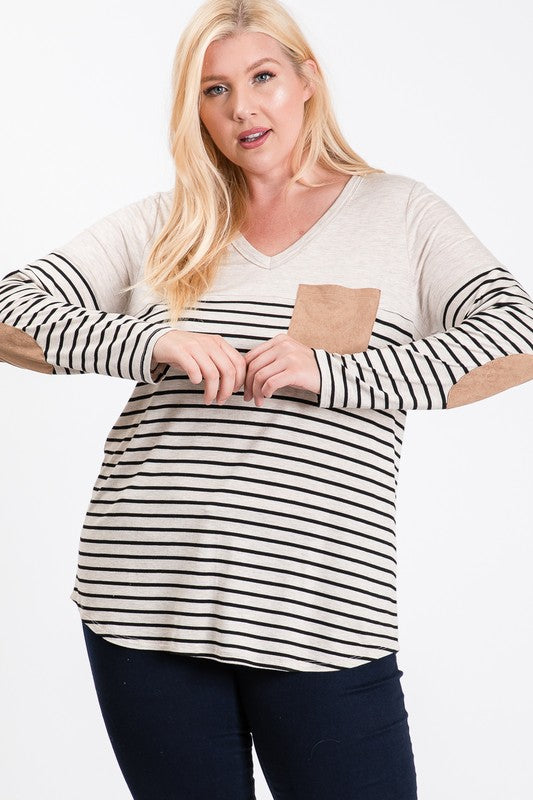 Stripe Panel Pocket Top by Simi Bloom