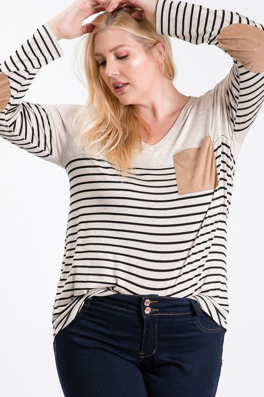 Stripe Panel Pocket Top by Simi Bloom