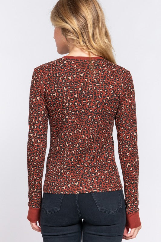 Thermal Animal Print Top by Active Basic