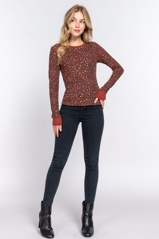 Thermal Animal Print Top by Active Basic