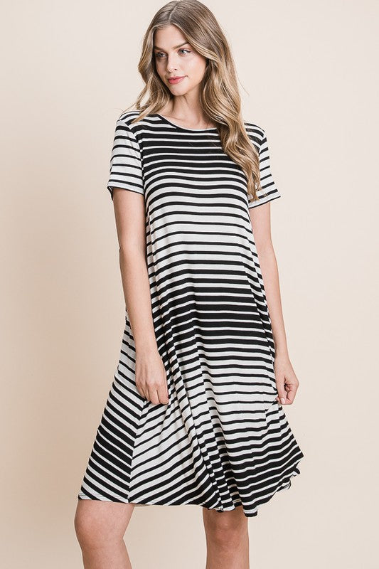 Casual Stripe Dress by Bombom