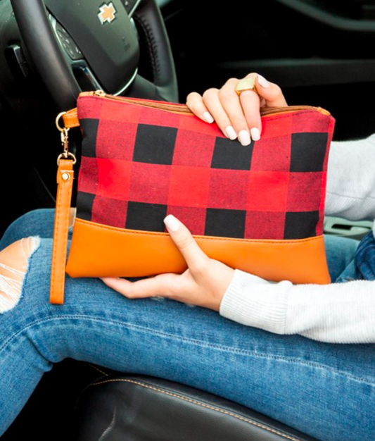 Oversized Checked Clutch
